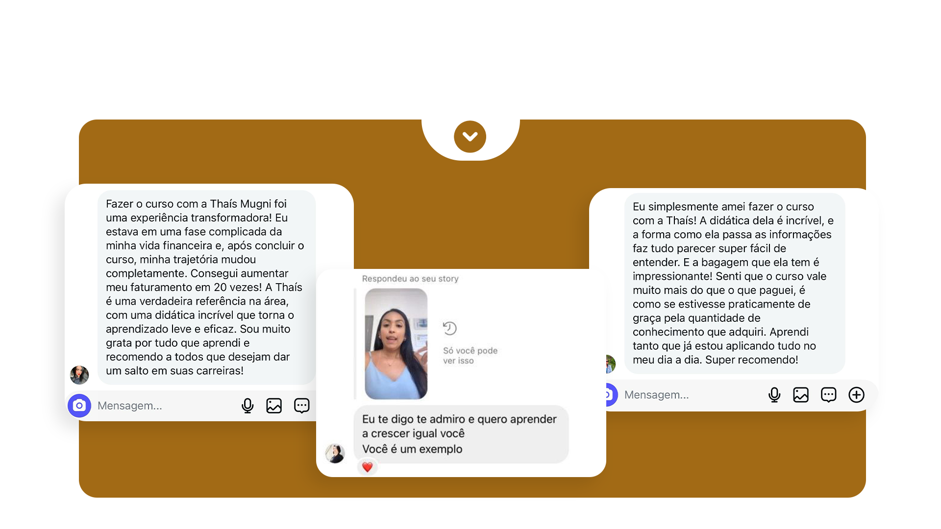 Depoimentos de alunos sobre os cursos